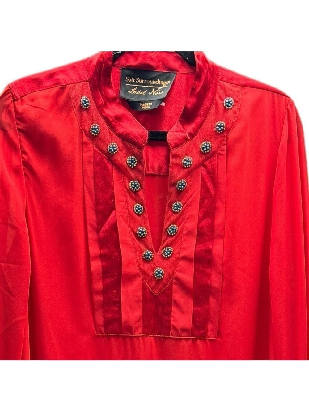 Soft Surroundings Label Noir Casablanca Red Beaded Hippie Tunic Size Lar… - Picture 8 of 11